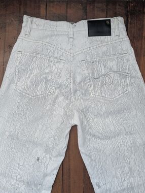 R13 Jane Slight Flared Stretch Women's Jeans In Light Grey Crackled Finish Sz 25